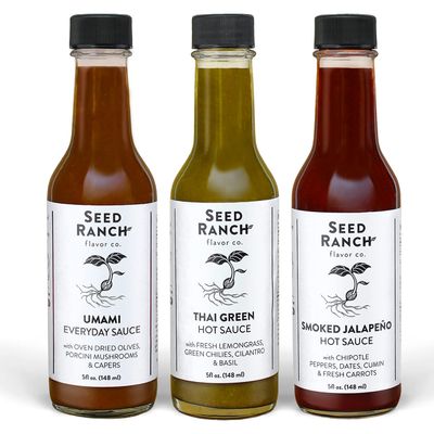 Seed Ranch Hot Sauce Variety Bundle, 3 Pack - Umami Everyday Sauce, Thai Green, Smoked Jalapeno - Mild to Medium Heat, Organic Gourmet Hot Sauce - Vegan, Non-GMO, Gluten-Free