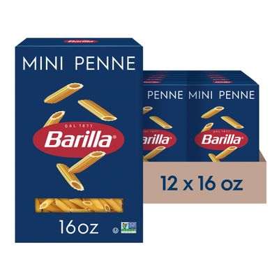 Barilla Mini Penne Pasta, 16 oz. Box (Pack of 12) - Non-GMO, Made with Durum Wheat Semolina - Kosher Certified