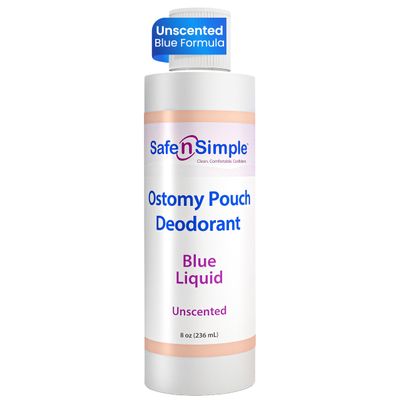 Safe n' Simple Blue Ostomy Deodorant Drops - 8oz Bottle - Unscented