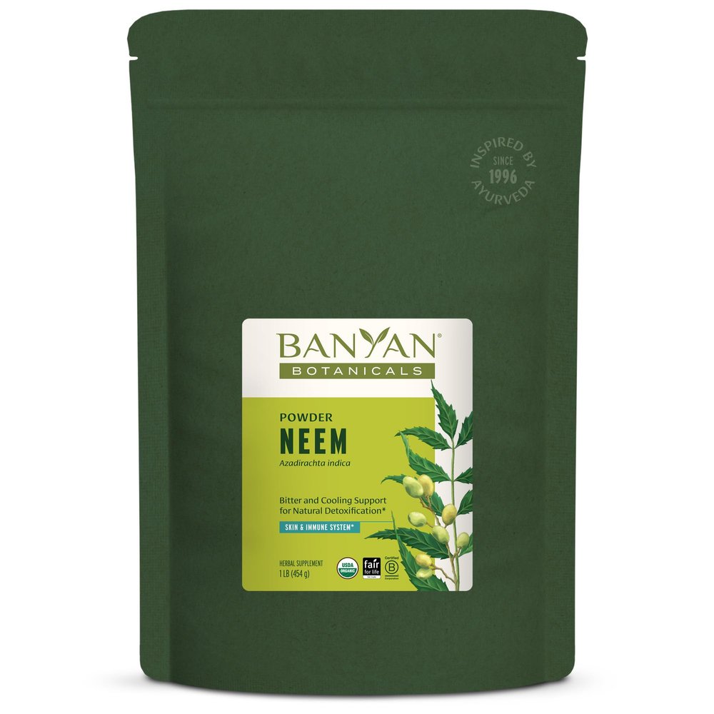 Banyan Botanicals Neem Powder Organic Neem Leaf Supplement (Azadirachta Indica) for Skin Health, Immune Support, and Natural Detoxification* 1 lb. Non-GMO Sustainably Sourced FFL Fair Trade