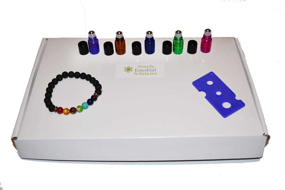 100pcs 2mL (5/8 dram) Multi Colored Glass Stainless Steel Roller Bottle 2cc Sample Vial Small Essential Oil Bottle Travel Must + one 7 Chakra Bracelet with Lava Beads for essential oil diffusing