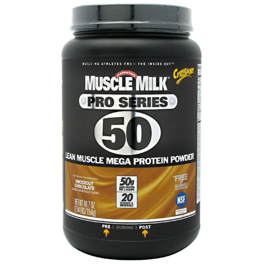 Muscle Milk Pro Series Protein Powder Supplement, Knockout Chocolate, 2.54 Pound, 14 Servings, 50g Protein, 3g Sugar, 20 Vitamins & Minerals, NSF Certified for Sport, Packaging May Vary