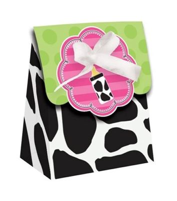 12-Count Party Treat Boxes, Baby Girl Cow Print