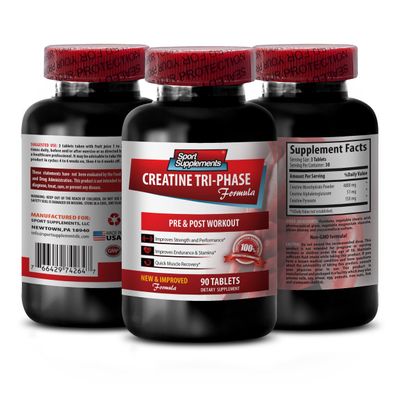 creatine for women and men - Creatine Tri Phase - Assist in Energy Production - Creatine monohydrate Pills, Creatine Monohydrate Powder, Creatine Alphaketoglutarate, Creatine Pyruvate - 1B 90 Tablets