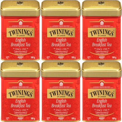 Twinings of London English Breakfast Loose Tea Tins, 3.5 Ounce (Pack of 6)
