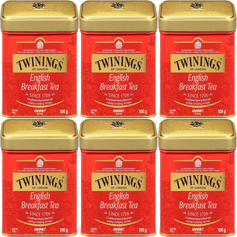 Twinings of London English Breakfast Loose Tea Tins, 3.5 Ounce (Pack of 6)