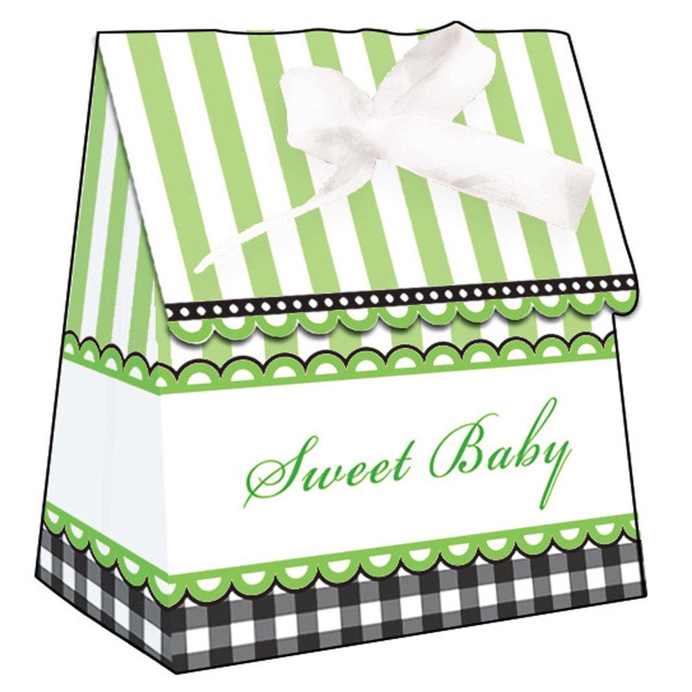 12-Count Party Treat Boxes, Sweet Baby Feet Green