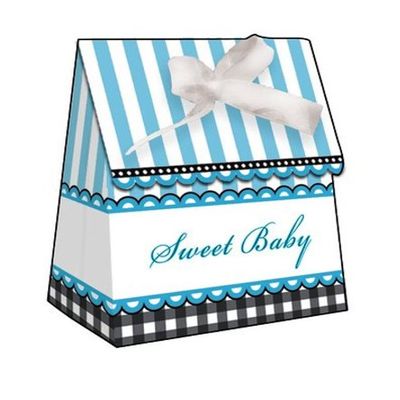 12-Count Party Treat Boxes, Sweet Baby Feet Blue
