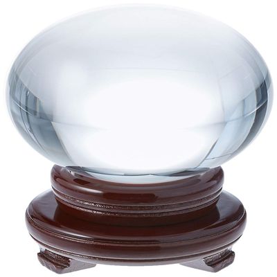 Amlong Crystal New Clear Crystal Ball Sphere Asian Quartz 80mm (3 inch Diameter) with Wooden Stand and Gift Box