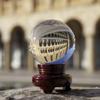 Amlong Crystal New Clear Crystal Ball Sphere Asian Quartz 80mm (3 inch Diameter) with Wooden Stand and Gift Box view 3