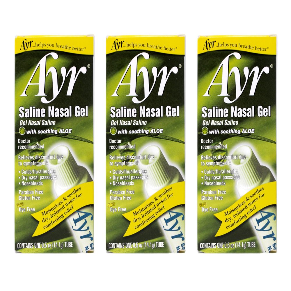 Ayr Saline Nasal Gel, with Soothing Aloe, 0.5 Ounce Tube (Pack of 3)