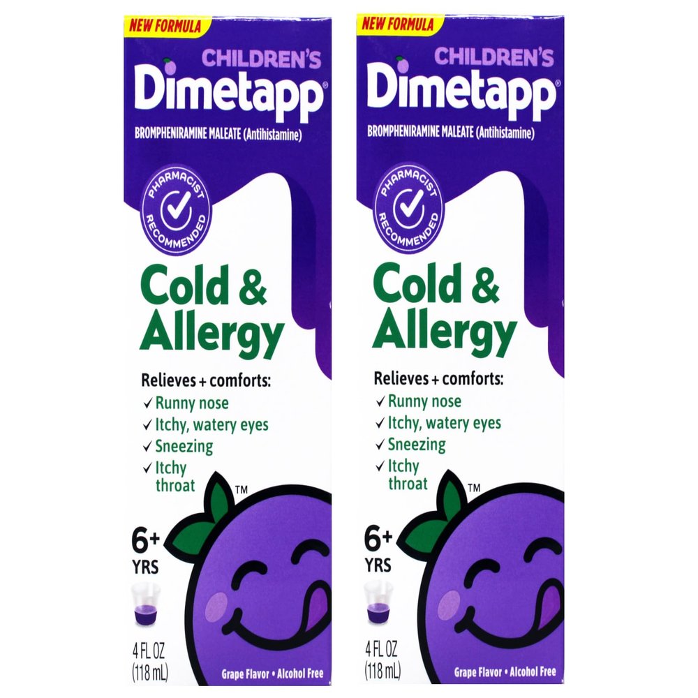 Dimetapp Dimetapp Childrens Cold Allergy Elixir Liquid Grape, Grape 4 oz (Pack of 2)