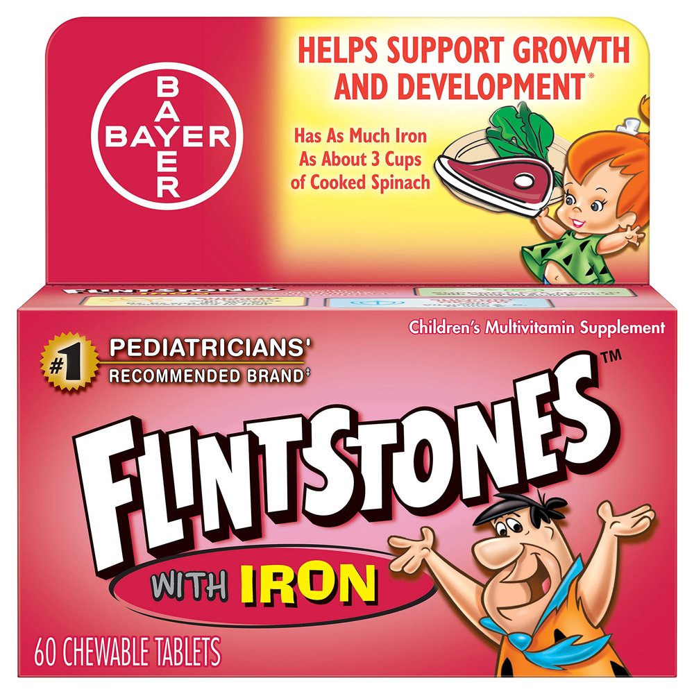 Flintstones Children's Multivitamin Plus Iron Chewable Tablets, 60-Count (Pack of 3)