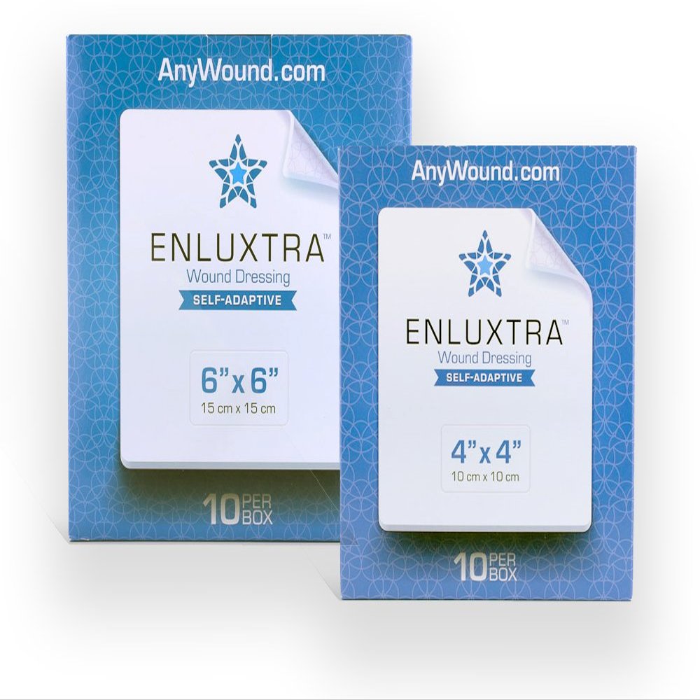 006 "Any Wound" Dressing - Box of 10 Enluxtra 6"x6" Self-Adaptive Super Absorbent Dressings for Wounds with Any Exudate Level