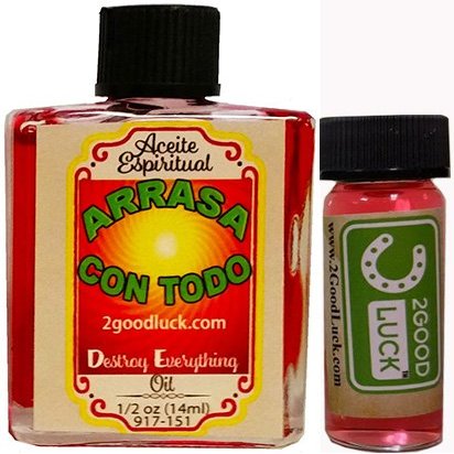 2GoodLuck Destroy Everything, Spiritual Oil with 1 Dram Perfume Set for Magic and Rituals. Aceite Espiritual Arrasa Con Todo para Rituales Y Magia.