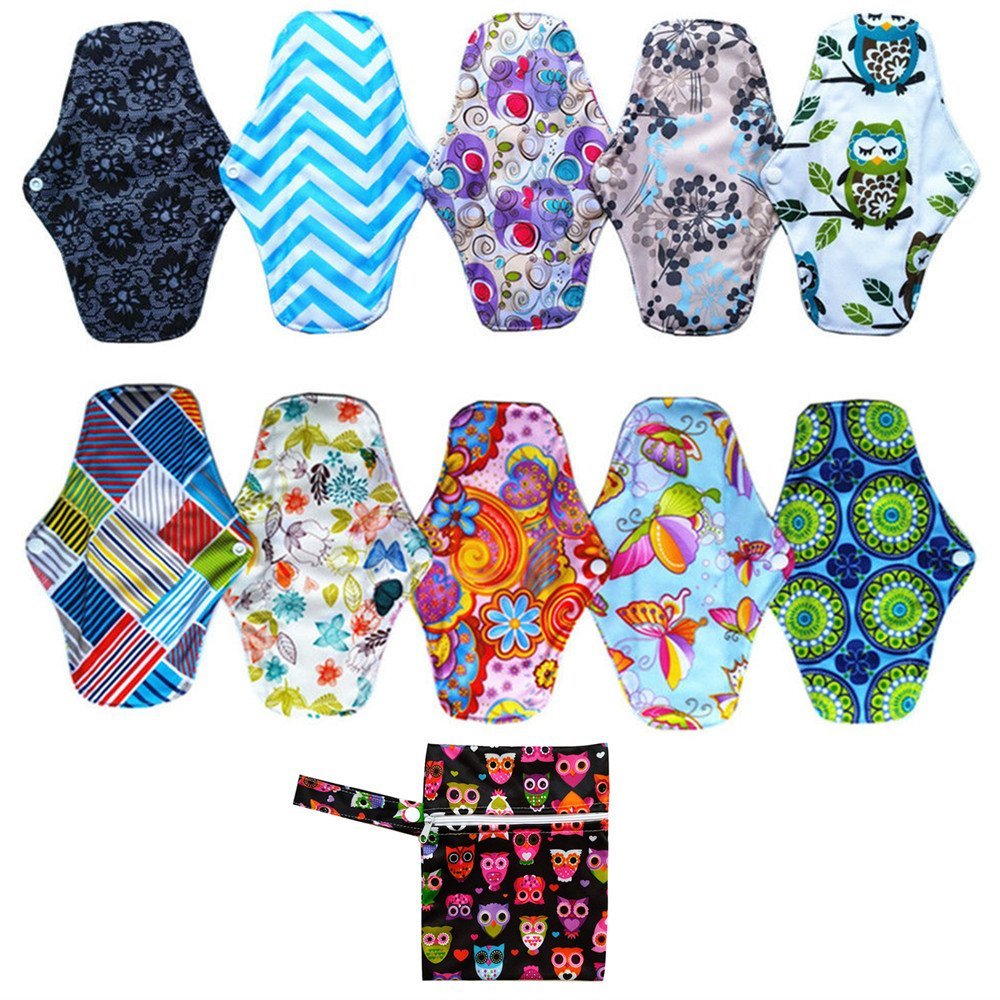 10PCSBamboo Mama Cloth/Menstrual Pads/Reusable Sanitary Pads Panty Liner (M10-10)