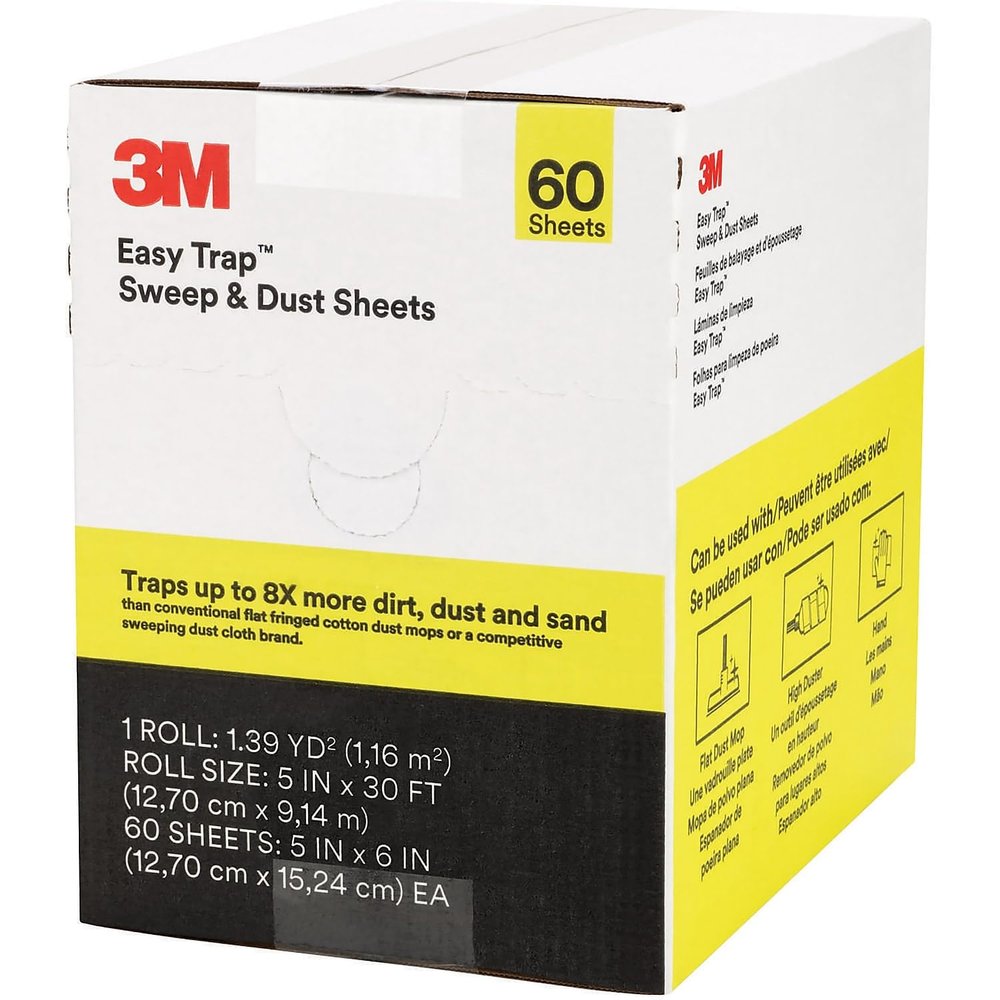 3M 59032W Easy Trap Duster, 5-Inch X 30ft, White, 60 Sheets/Box