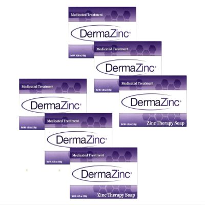 DermaZinc Therapy Soap, Zinc Soap for Skin, Skin Disorder Relief for Psoriasis, Dermatitis, Eczema, and Other Condition Symptoms (Pack of 6)