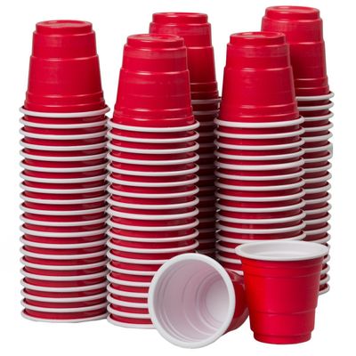 120ct Mini Red Cups 2oz Plastic Disposable Shot Glasses Party Shooter Beer Pong Jello