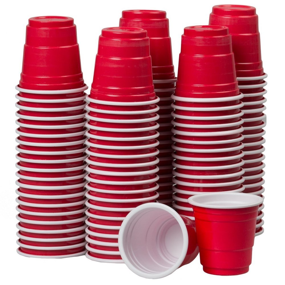 120ct Mini Red Cups 2oz Plastic Disposable Shot Glasses Party Shooter Beer Pong Jello