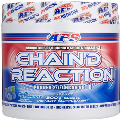 Chain'd Reaction - The Ultimate BCAA Amino Acid Recovery Aid for Muscle Growth, Blue Raspberry, 300 Gram
