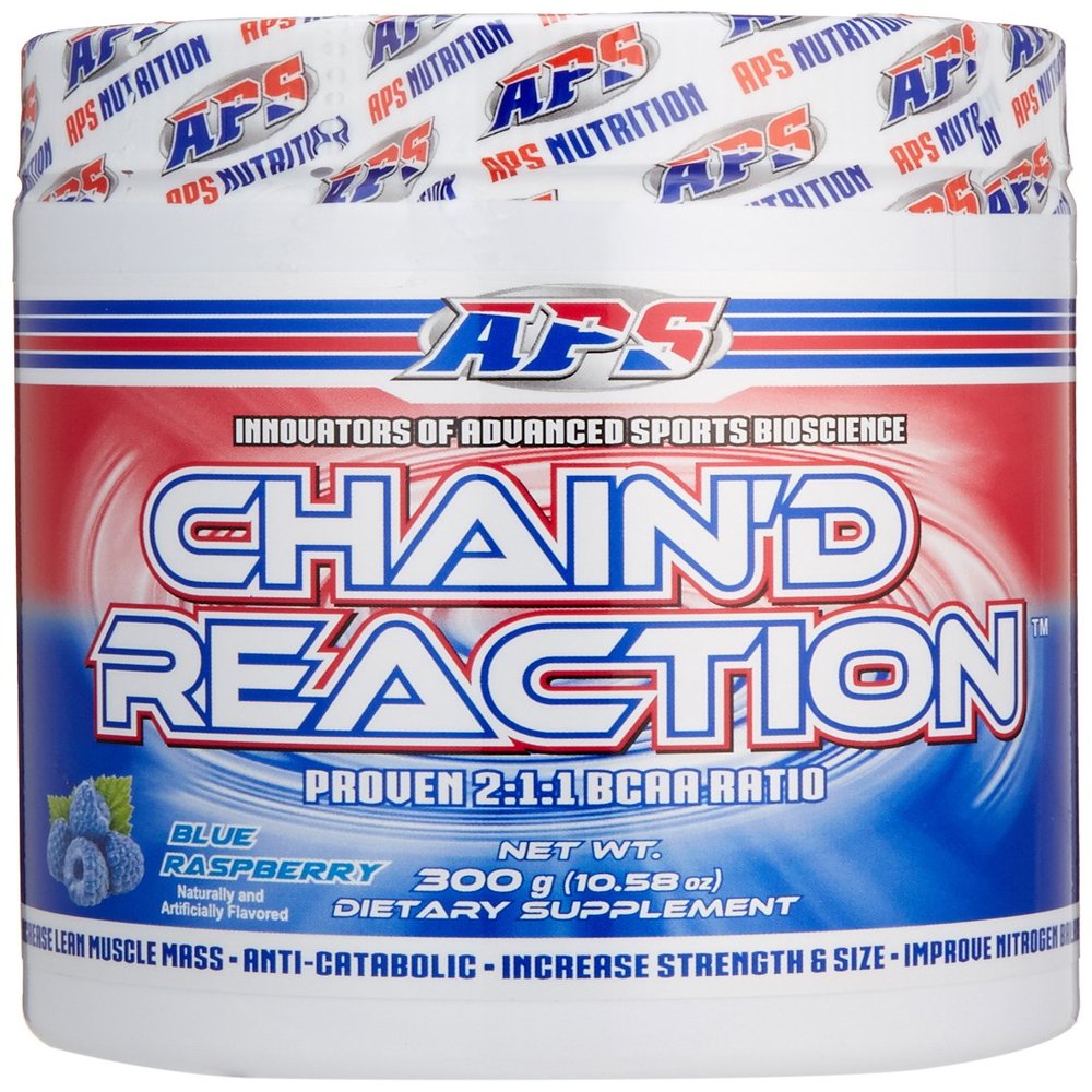 Chain'd Reaction - The Ultimate BCAA Amino Acid Recovery Aid for Muscle Growth, Blue Raspberry, 300 Gram
