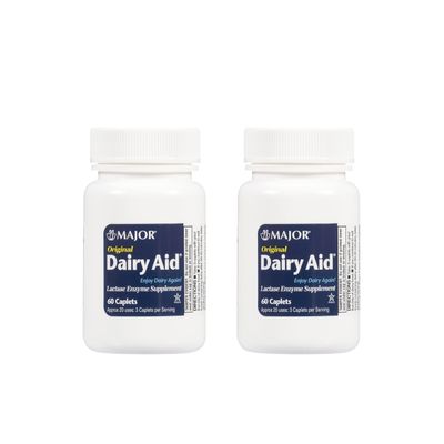 MAJOR Original Dairy Aid - Lactase Enzyme Supplement - 60 Caplets (2 Pack)