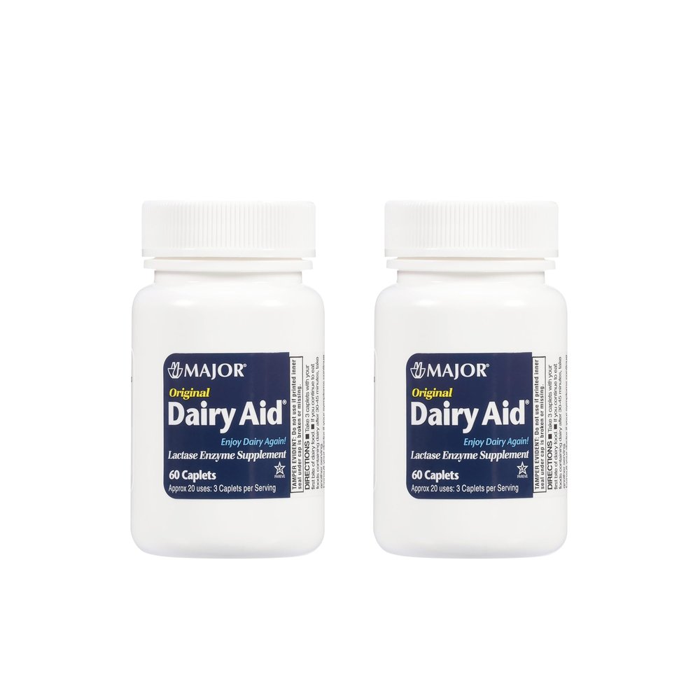 MAJOR Original Dairy Aid - Lactase Enzyme Supplement - 60 Caplets (2 Pack)