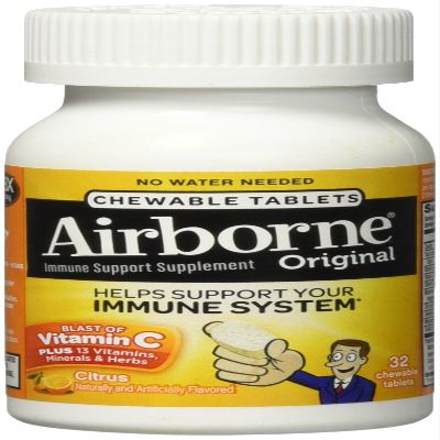 Airborne Citrus Chewable Tablets, 32 count - 1000mg of Vitamin C - Immune Support Supplement (Packaging May Vary)