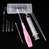 Airgoesin Tonsil Stone Removal Tool Lighted + Irrigation Syringe + Tonsillolith Tweezers Pliers (pink) view 2