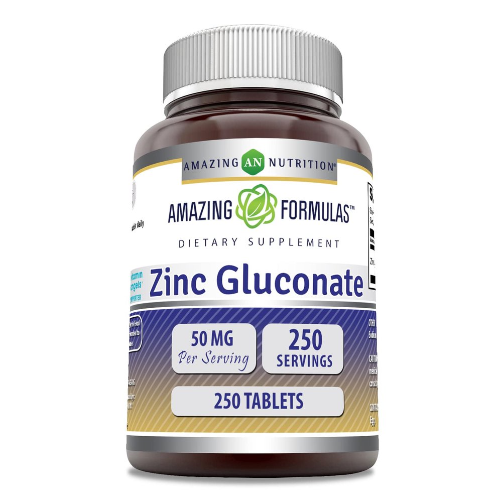 Amazing Formulas Zinc Gluconate 50 Mg Supplement | Tablets | Non-GMO | Gluten-Free | Made in USA (1 Pack | 250 Count)