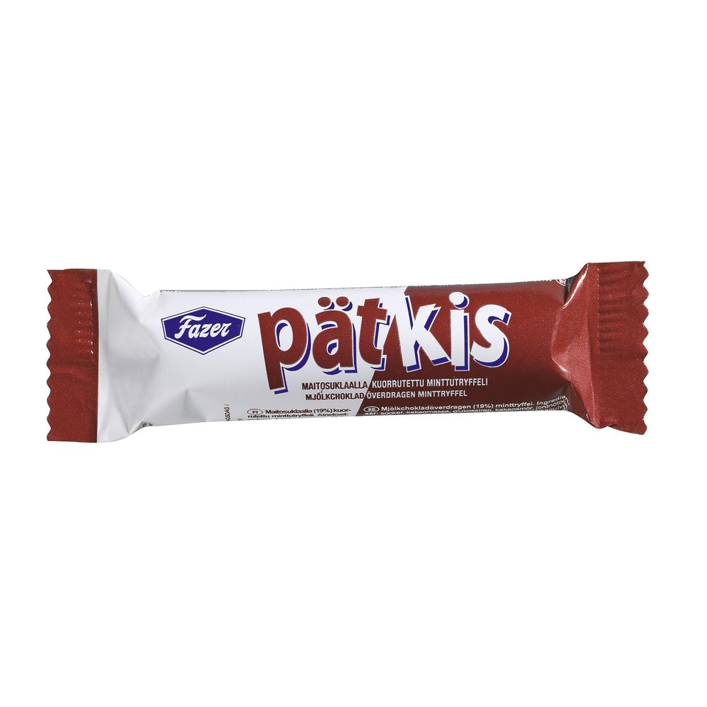 10 Bars x 18g of Fazer Ptkis Milk Chocolate Covered Mint Truffle
