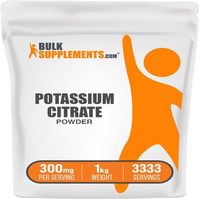 BulkSupplements.com Potassium Citrate Powder - for Hydration Support, Mineral Supplement, Potassium 99mg - Gluten Free, 300mg per Serving, 1kg (2.2 lbs) (Pack of 1)