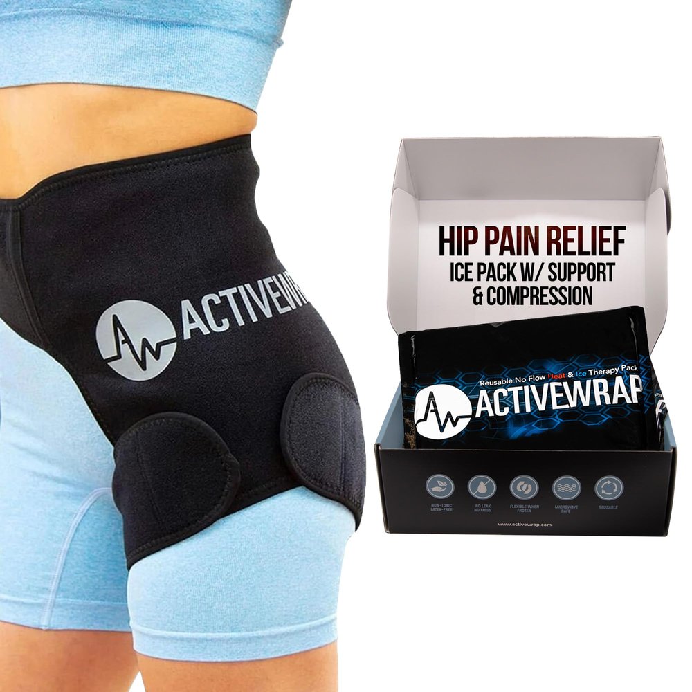 ActiveWrap - PT-Designed Hip Ice Pack Wrap for Pain, Post-Surgery Comfort, Hip Flexors & Muscle Support, Reusable Large Gel Pack with Compression Wrap for Hot & Cold Compression, One Size Fits Most