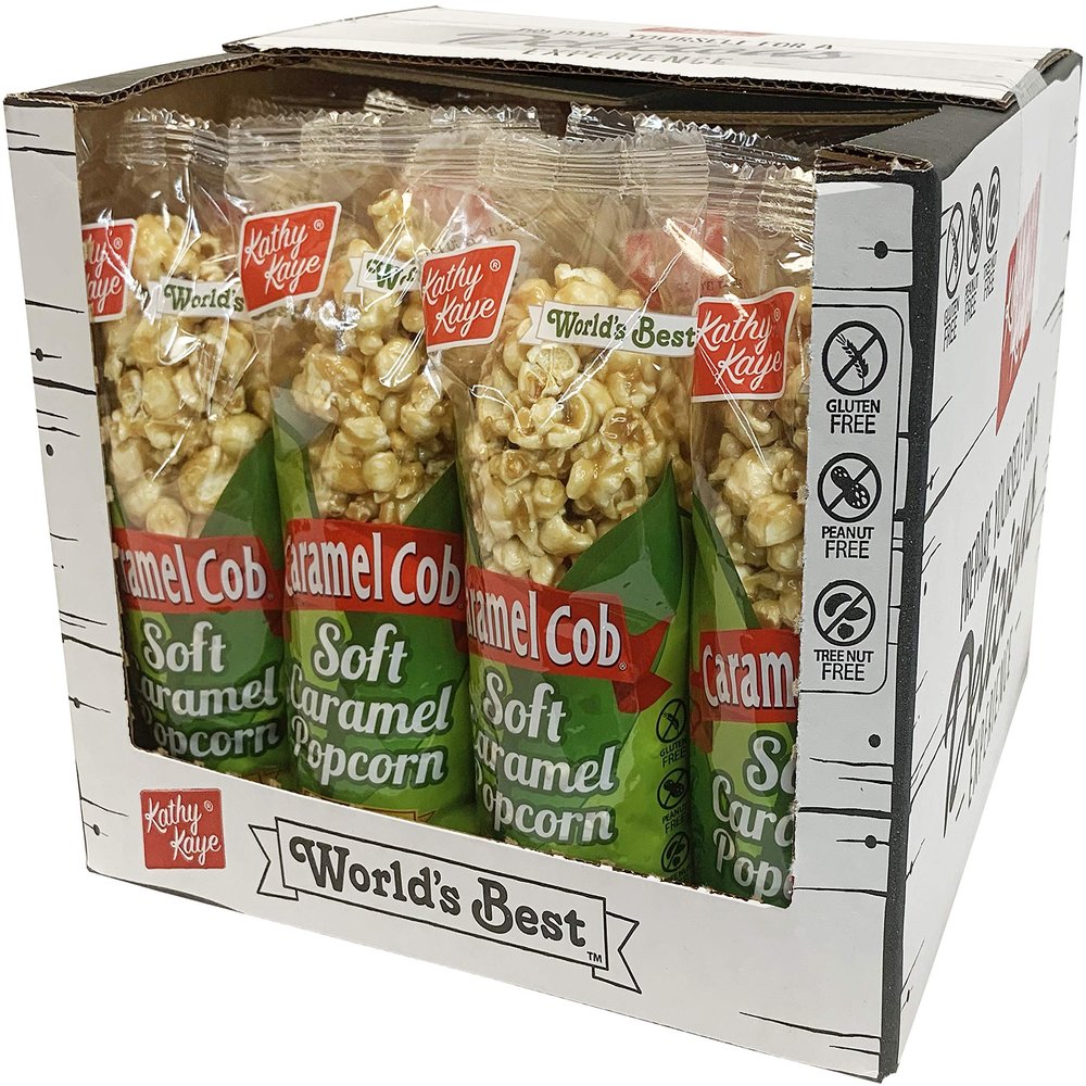 Caramel Cob Soft Caramel Popcorn  16 Individually Wrapped 2.5 oz Bars  Gluten-Free, Peanut & Tree Nut-Free  Microwaveable for Warm, Gooey Taste  Made in the USA  Classic Sweet Snack