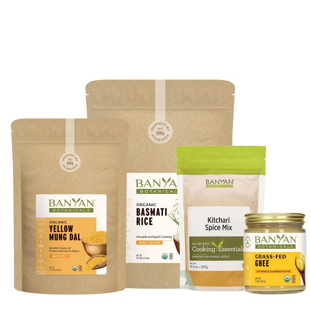 Banyan Botanicals Kitchari Kit  Organic Yellow Mung Dal, Basmati Rice, Kitchari Spice Mix & Ghee to Make Kitchari  for Ayurvedic Cleanses & Digestive Resets  Non GMO Sustainably Sourced Vegetarian