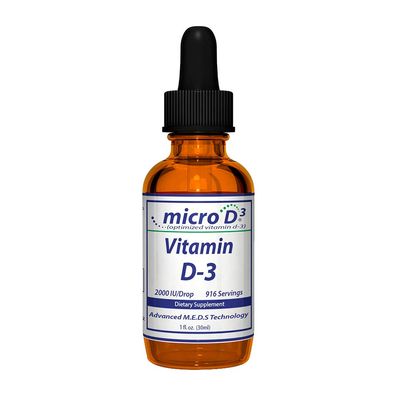 Nutrasal Micro D3 Vitamin D-3 Drops - High Concentrate (2 Million IU's) Vitamin D3 with Nano Technology and Up to 10X More Absorption -1 oz (30 ml)