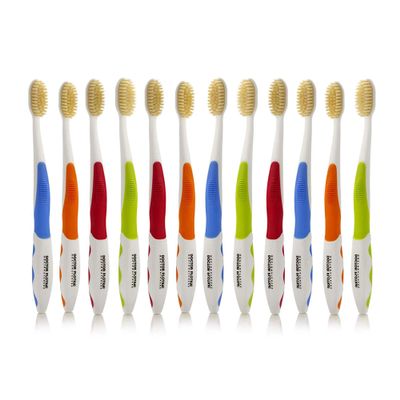 MOUTHWATCHERS Soft Flossing Toothbrushes for Adults, Bulk Pack of 12, Ultra Clean Manual Toothbrush Set for Sensitive Teeth & Gums, by Dr. Plotka, Assorted Colors