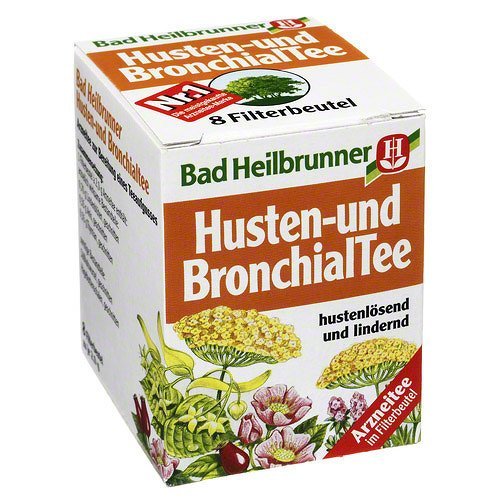 Bad Heilbrunner Husten- und Bronchial Tea / cough and bronchial tea (4 Packs each 8 Teabags) - fresh from Germany