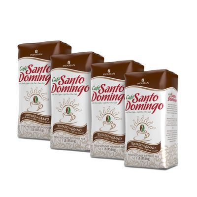 Caf Santo Domingo, 16 oz Bag, Whole Bean Coffee, Medium Roast - Product from the Dominican Republic (Pack of 4)