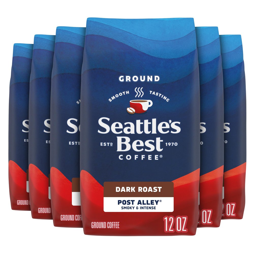 Seattle's Best Coffee Post Alley Blend Dark Roast Ground Coffee | 12 Ounce Bags (Pack of 6)