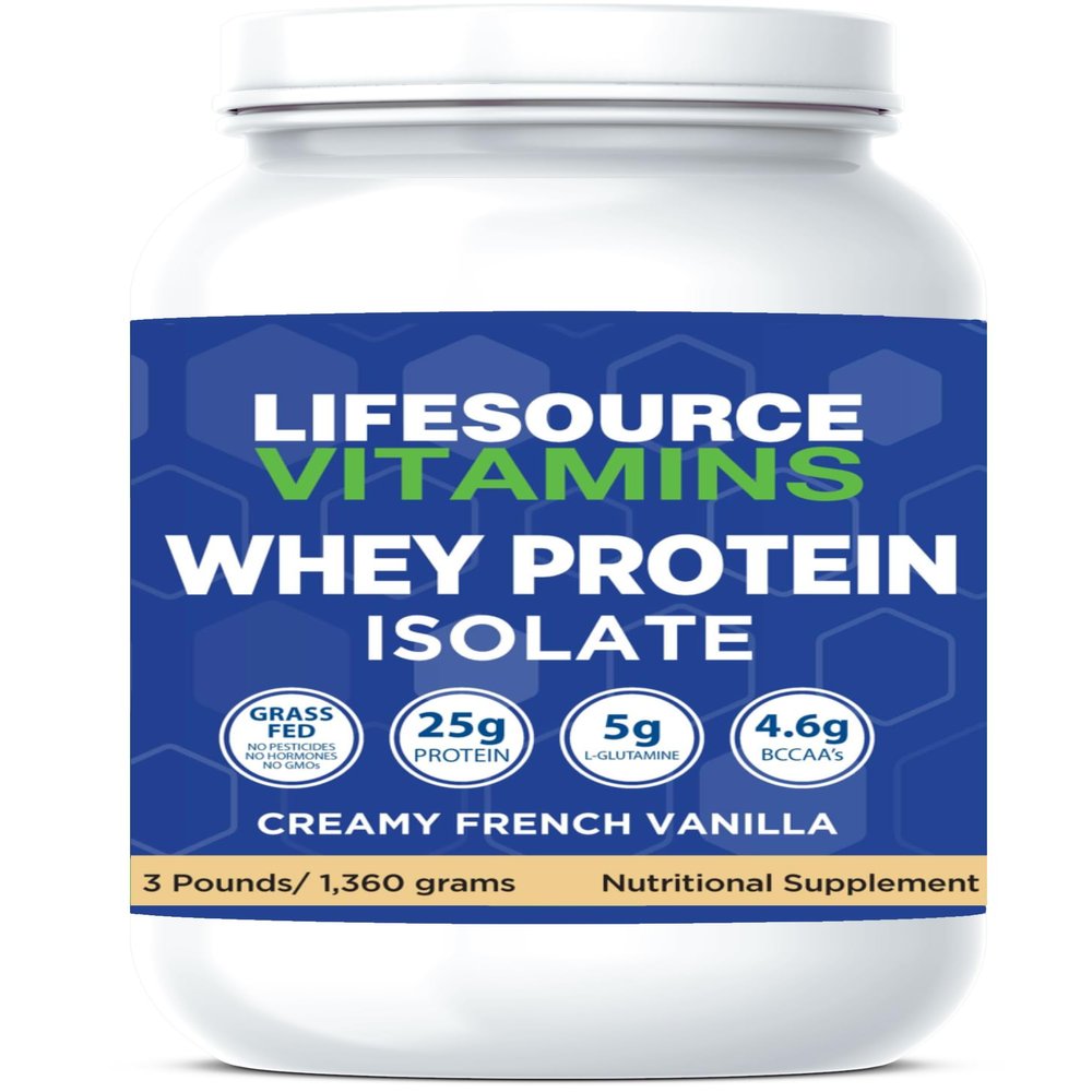 LifeSource Vitamins 3lb Grass Fed Whey Protein Isolate -Creamy French Vanilla w/ Stevia
