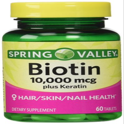 Spring Valley Biotin Dietary Supplement, 10,000 Mg With 100 Mg Keratin, 60 Tablets
