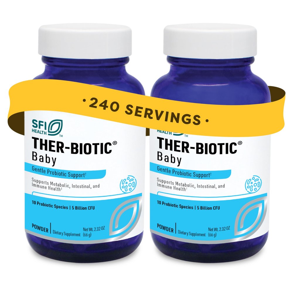 Klaire Labs SFI Health Ther-Biotic Baby - Infant Probiotic Powder - Gut & Immune Support Probiotics Powder - Mix with Breast Milk + Food - Bifidobacterium Infantis & More - Hypoallergenic (66g/2 Pack)