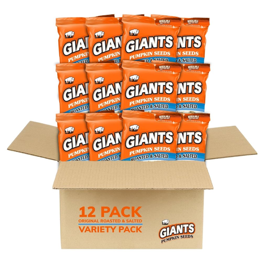 GIANTS Pumpkin Seeds - Pumpkin Seeds in Shell, Roasted and Salted, Whole with Shell, High Protein Snack with 15g Protein Per Serving - 5.15 oz