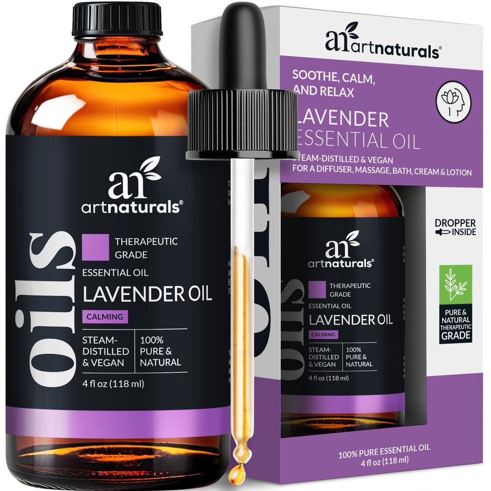 artnaturals 100% Pure Lavender Essential Oil - (4.0 Fl Oz / 118ml) - Premium Undiluted Therapeutic Grade Natural from Bulgaria - Aromatherapy for Diffuser, Skin and Hair Growth
