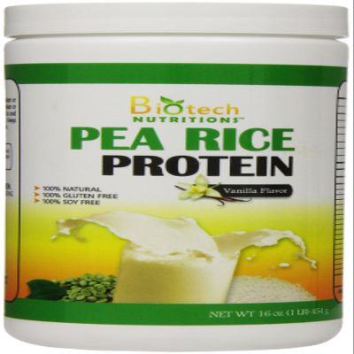 Biotech Nutritions Pure Non-GMO Pea Rice Protein, Vanilla, 16 Ounce