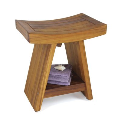 Patented 18" Asia Teak Shower Bench with Shelf - 1 Count (Pack of 1)