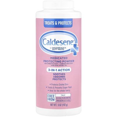Caldesene Medicated Protecting Powder with Zinc Oxide & Cornstarch-Talc Free, 5 Ounce (3 Pack)