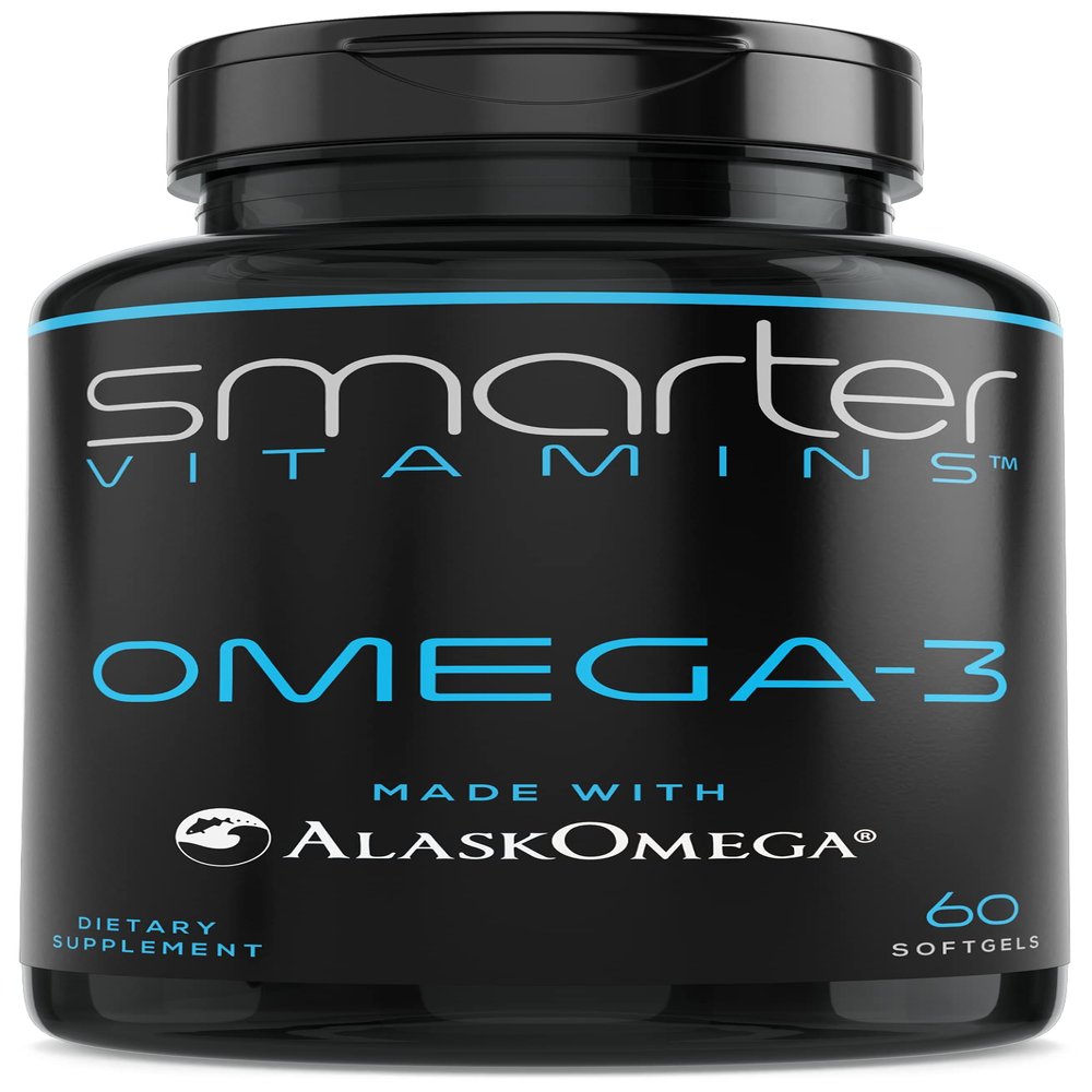 SmarterVitamins Omega 3 Fish Oil, Strawberry Flavor, Burpless, Tasteless, 2000mg, DHA EPA Triple Strength, Made with AlaskOmega